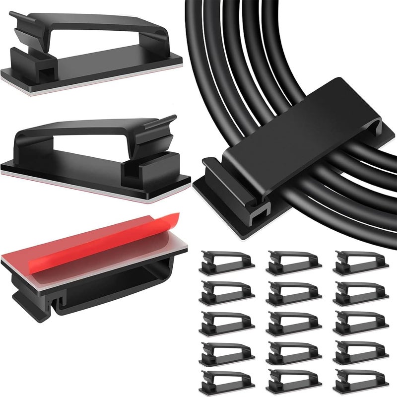 لينجي 15 قطعة من مشابك إدارة الكابلات، مشابك كابلات لاصقة، منظم حامل الأسلاك، مشابك Topavatop كبيرة جدًا لإدارة الأسلاك أسفل المكتب، منظم لاصق متعدد الأسلاك - Image 1