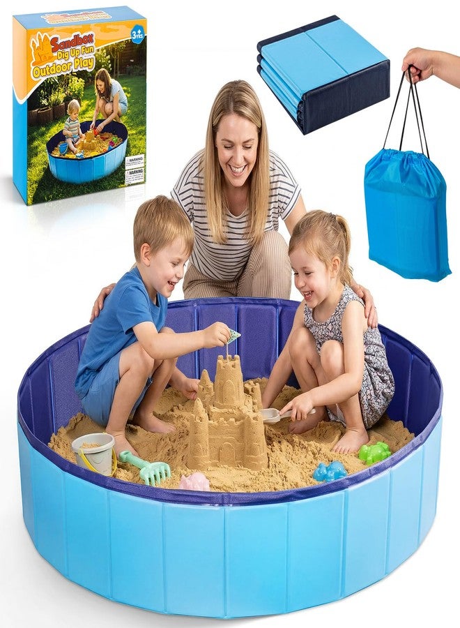 Qrooper Foldable Sandbox for Kids, Large 48x48in Sand Box Toys for Kids Ages 3-8, Portable Outdoor & Indoor Sand Pit for Backyard, Balcony, Beach, Camping, Waterproof PVC Material with Drain Hole - Image 1