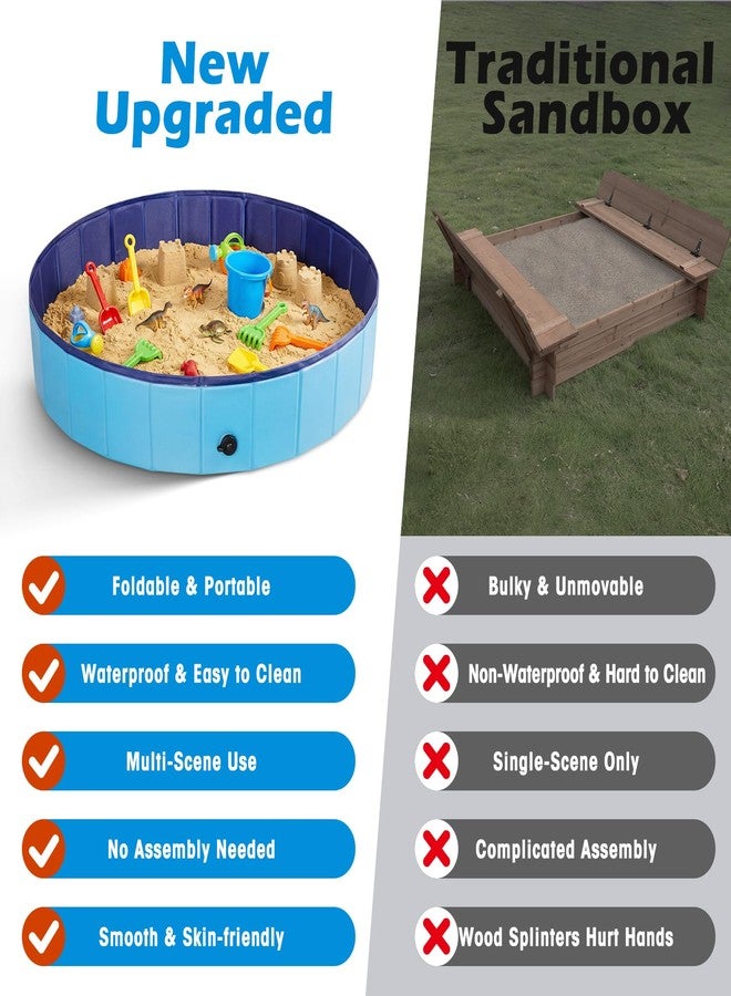 Qrooper Foldable Sandbox for Kids, Large 48x48in Sand Box Toys for Kids Ages 3-8, Portable Outdoor & Indoor Sand Pit for Backyard, Balcony, Beach, Camping, Waterproof PVC Material with Drain Hole - Image 4