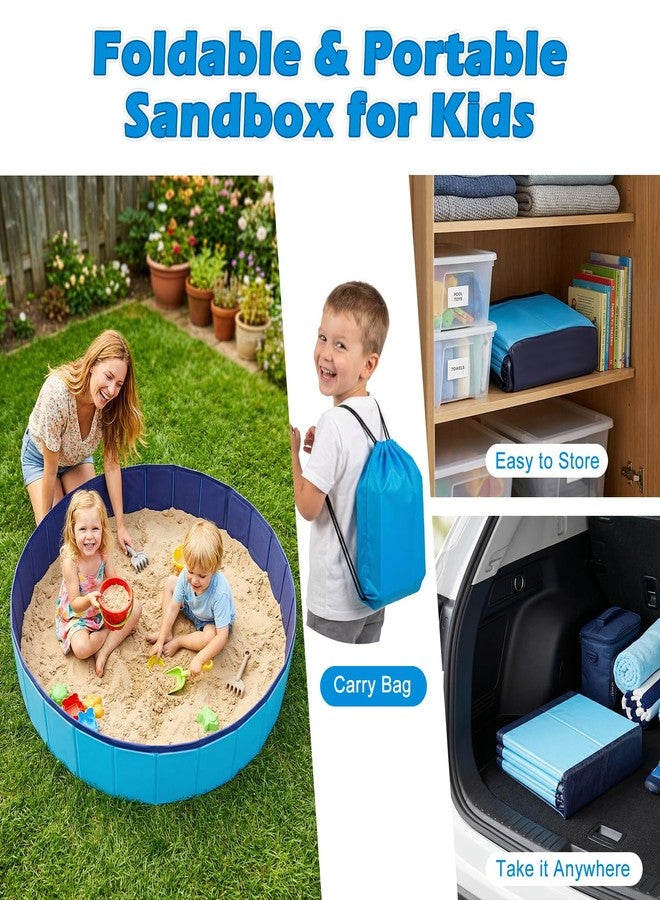 Qrooper Foldable Sandbox for Kids, Large 48x48in Sand Box Toys for Kids Ages 3-8, Portable Outdoor & Indoor Sand Pit for Backyard, Balcony, Beach, Camping, Waterproof PVC Material with Drain Hole - Image 2