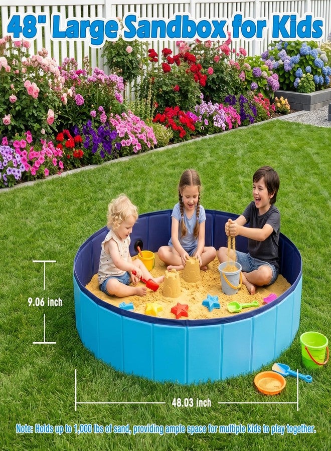 Qrooper Foldable Sandbox for Kids, Large 48x48in Sand Box Toys for Kids Ages 3-8, Portable Outdoor & Indoor Sand Pit for Backyard, Balcony, Beach, Camping, Waterproof PVC Material with Drain Hole - Image 3
