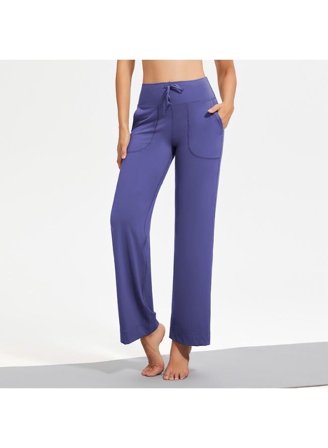 Wide Leg Yoga Pants For Women Solid Color High Waist Sweatpants With Pockets Stretch Comfy Workout Sports Trousers  - Image 1