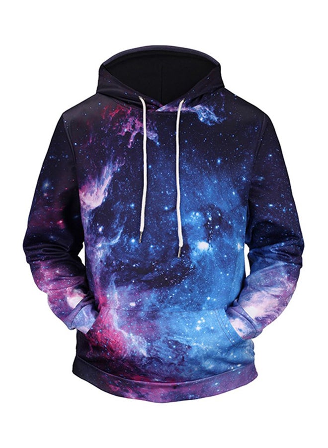 3D Galaxy Printed Hoodie Black/Blue/Purple - Image 1