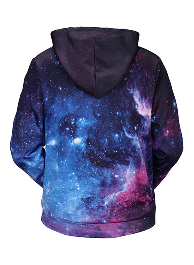 3D Galaxy Printed Hoodie Black/Blue/Purple - Image 2