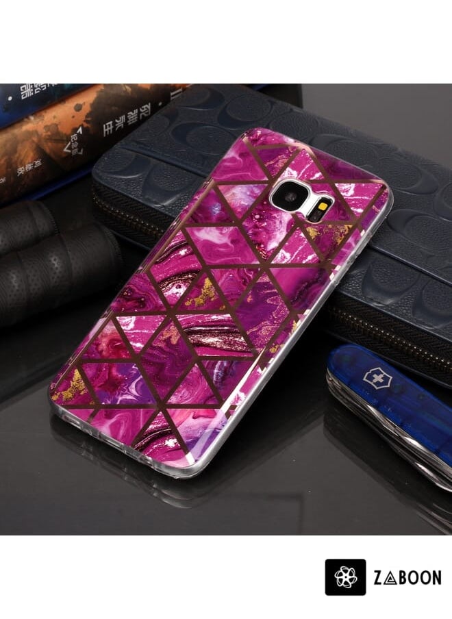 Zaboon - Protective Case Cover For Galaxy S7 edge Plating Marble Pattern Soft TPU Protective Case - Image 1