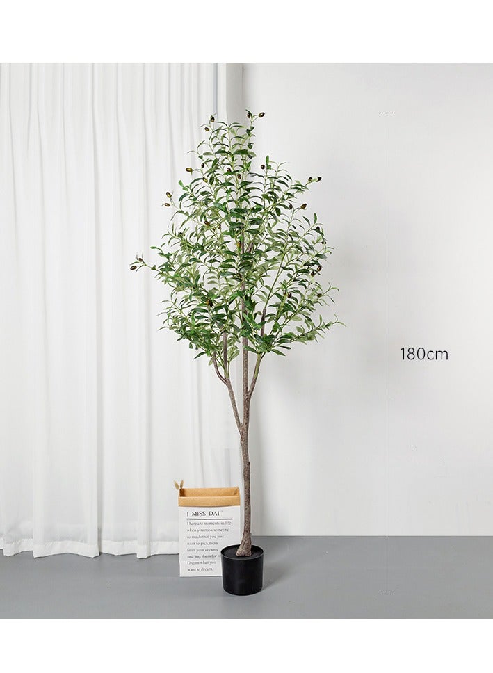 Generic 180cm Large Artificial Olive Tree,Fake Faux Olive Tree with Lifelike Olive Leaves and Fruits,for Home Decoration Living Room Office Indoor Outdoor Balcony Bedroom  - Image 2