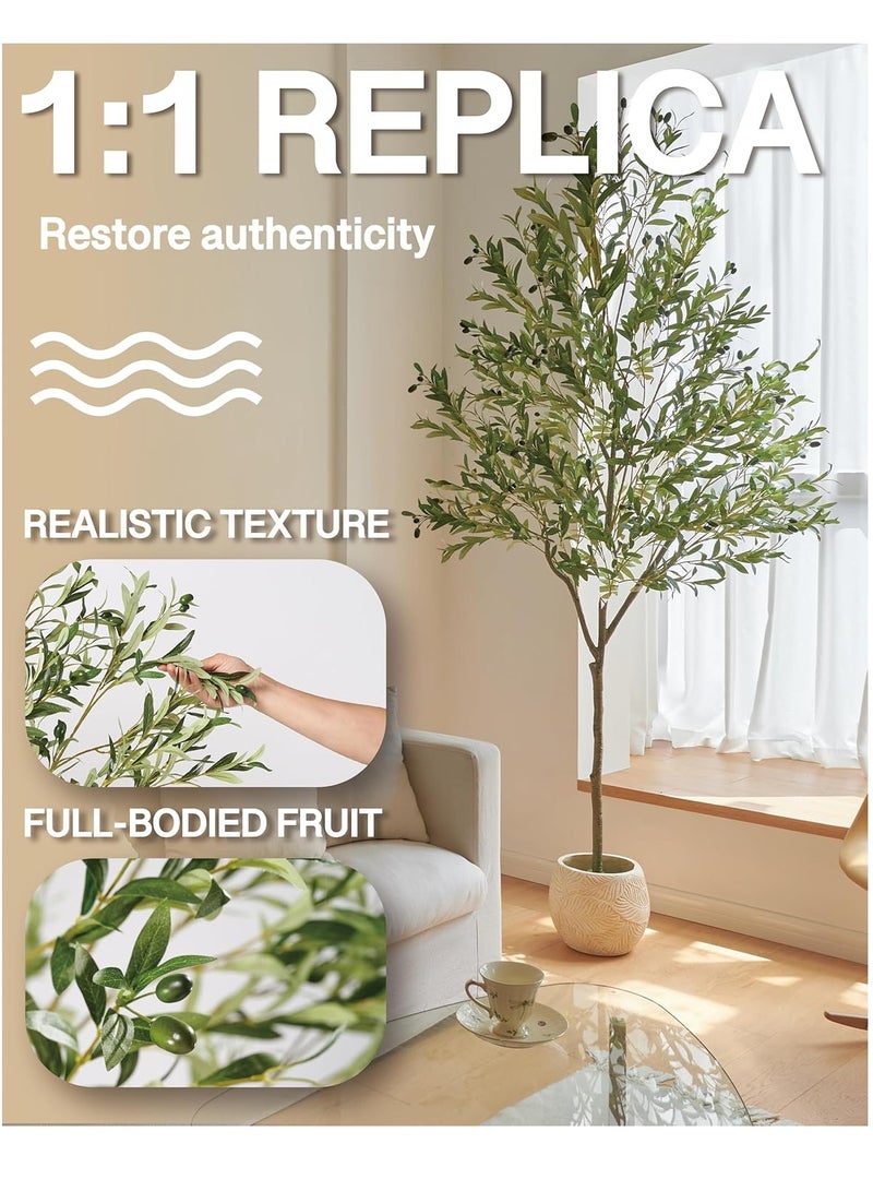 Generic 180cm Large Artificial Olive Tree,Fake Faux Olive Tree with Lifelike Olive Leaves and Fruits,for Home Decoration Living Room Office Indoor Outdoor Balcony Bedroom  - Image 3