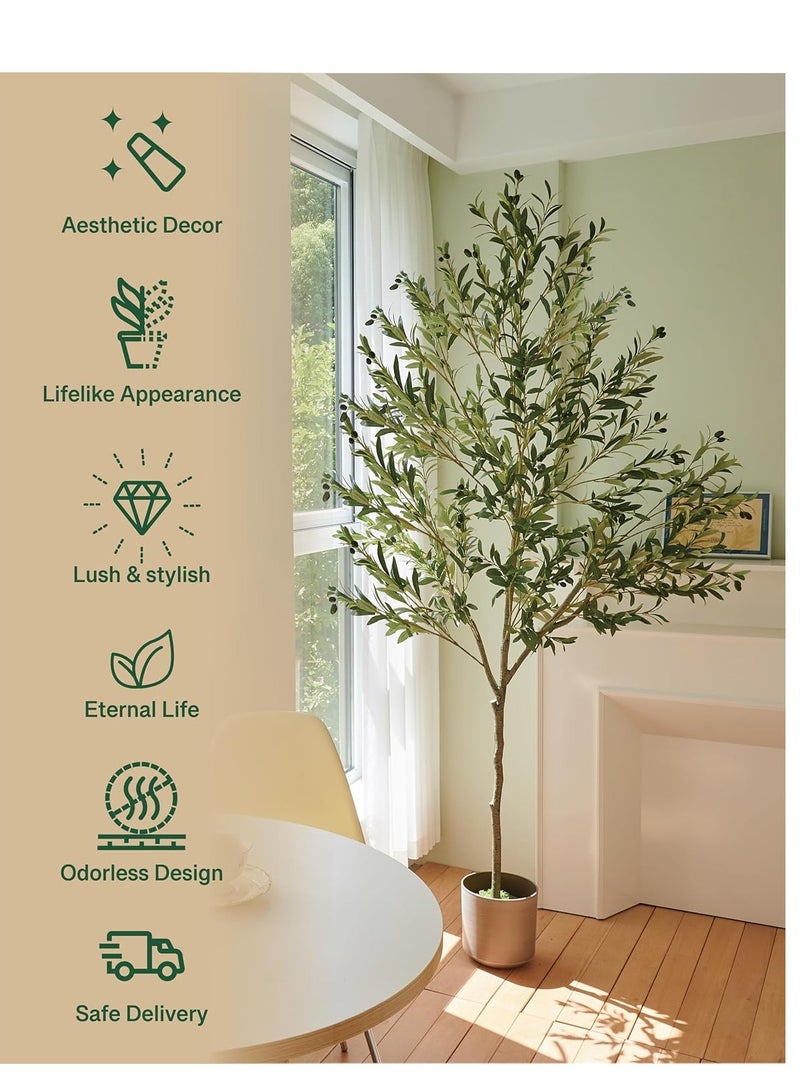 Generic 180cm Large Artificial Olive Tree,Fake Faux Olive Tree with Lifelike Olive Leaves and Fruits,for Home Decoration Living Room Office Indoor Outdoor Balcony Bedroom  - Image 4