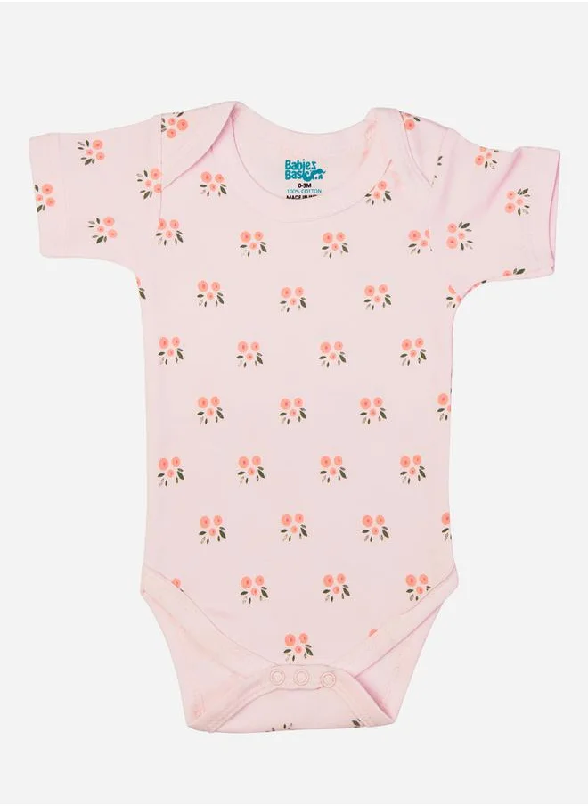 Babies Basic Pack of 3 - Round Neck Printed Romper by Styli
