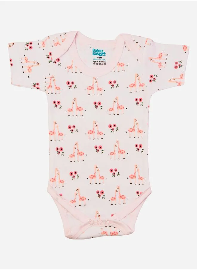 Babies Basic Pack of 3 - Round Neck Printed Romper by Styli