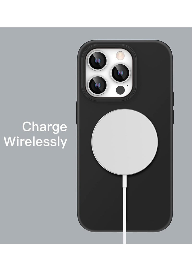 ELTRAZONE حافظة سيليكون لهاتف آيفون 14 برو 6.1 بوصة، حافظة واقية كاملة الجسم بلمسة ناعمة كالحرير، غلاف مضاد للصدمات مع بطانة من الألياف الدقيقة (أسود) - Image 4