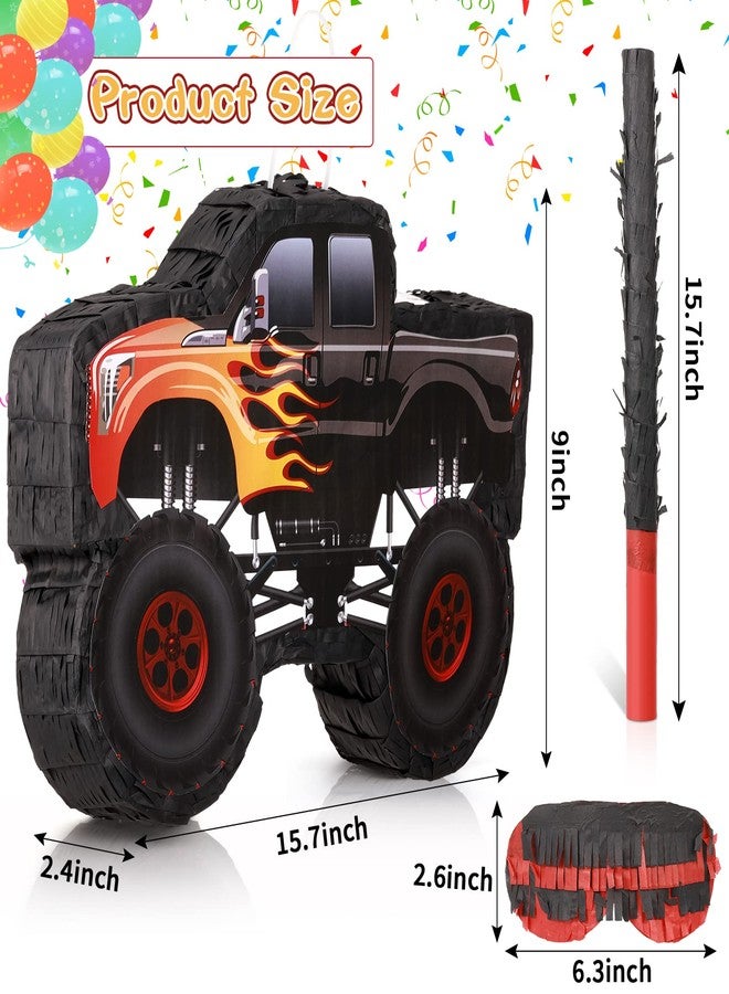 سراتي بيناتا صغيرة على شكل شاحنة، مثالية لحفلات أعياد ميلاد الأطفال، مع عصا، وعصابة للعينين، وورق ملون، ولوازم حفلات أعياد ميلاد الأولاد، مناسبة لمهرجانات الكرنفال والاحتفالات والألعاب، مقاس 15.7 × 11 × 2.4 بوصة. - Image 2