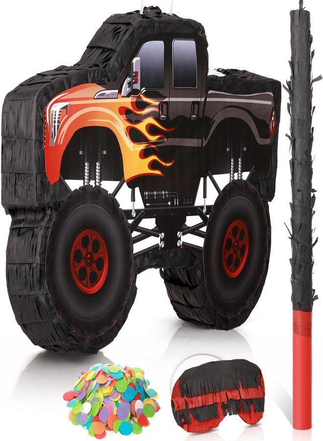 سراتي بيناتا صغيرة على شكل شاحنة، مثالية لحفلات أعياد ميلاد الأطفال، مع عصا، وعصابة للعينين، وورق ملون، ولوازم حفلات أعياد ميلاد الأولاد، مناسبة لمهرجانات الكرنفال والاحتفالات والألعاب، مقاس 15.7 × 11 × 2.4 بوصة. - Image 1