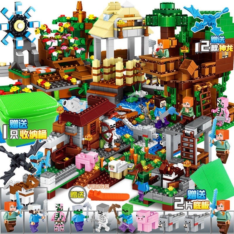 Minecraft Building Blocks Set, Tree House and Village Toy - Image 1