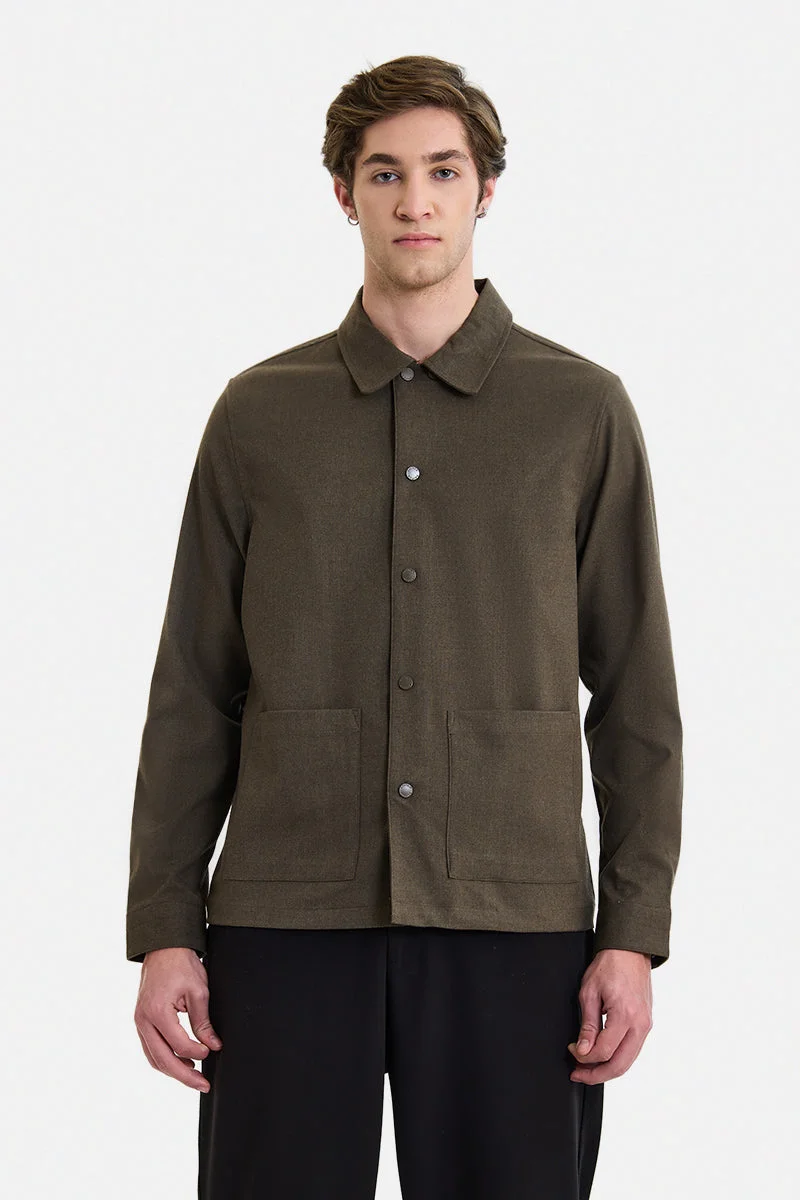 SNITCH Brown Brown Solid Long Sleeve Regular Fit Jacket for Men | Best Price UAE