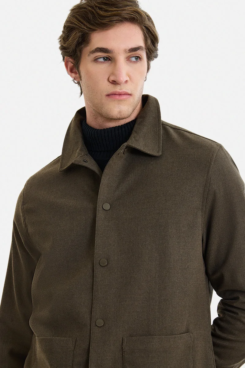 SNITCH Brown Brown Solid Long Sleeve Regular Fit Jacket for Men | Best Price UAE