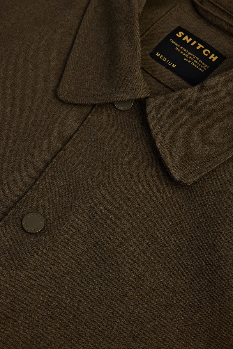SNITCH Brown Brown Solid Long Sleeve Regular Fit Jacket for Men | Best Price UAE