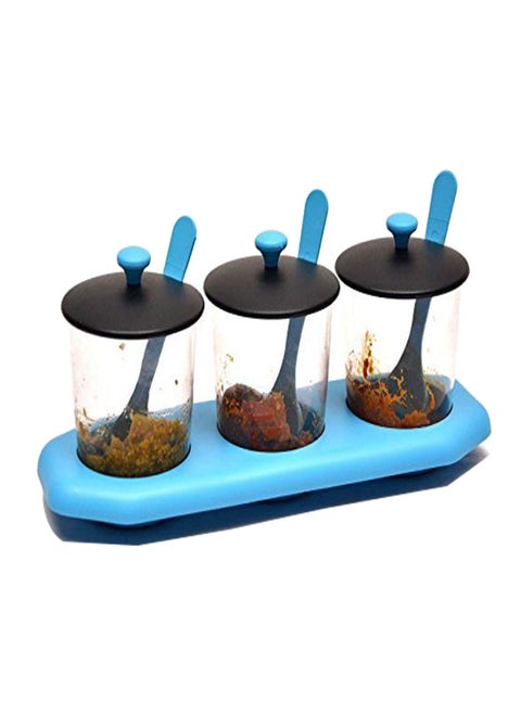 Multipurpose Spice Container Rack Holder Condiment Set Masala Aachar Chutney Plastic Stand Spoons Kitchen Organizer Jars for Seasoning and Herbs Dining Table Spice Rack
