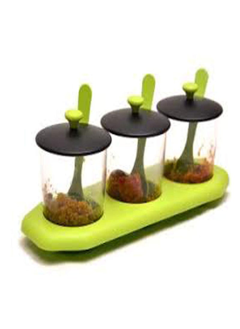 Multipurpose Spice Container Rack Holder Condiment Set Masala Aachar Chutney Plastic Stand Spoons Kitchen Organizer Jars for Seasoning and Herbs Dining Table Spice Rack