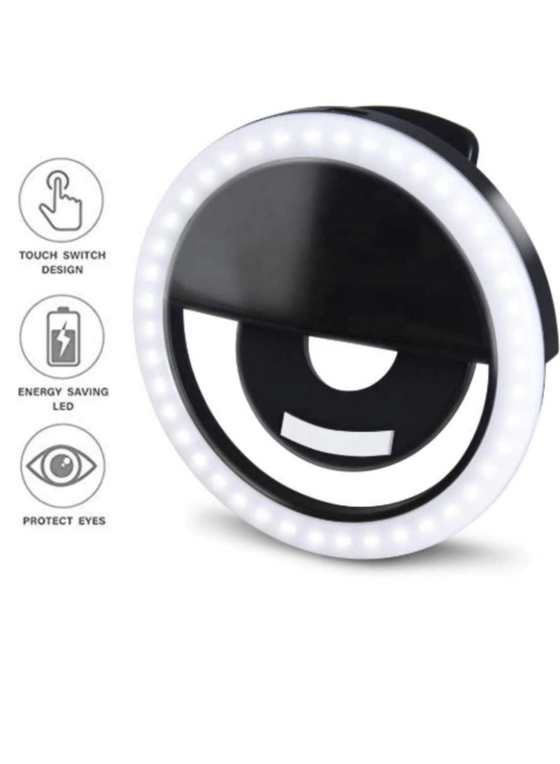 Mini Ring Light for Camera [Rechargable Battery] Selfie LED Camera Light [36 LED] for iPhone, iPad, Laptop, Make up, WHITE COLOR  - Image 2