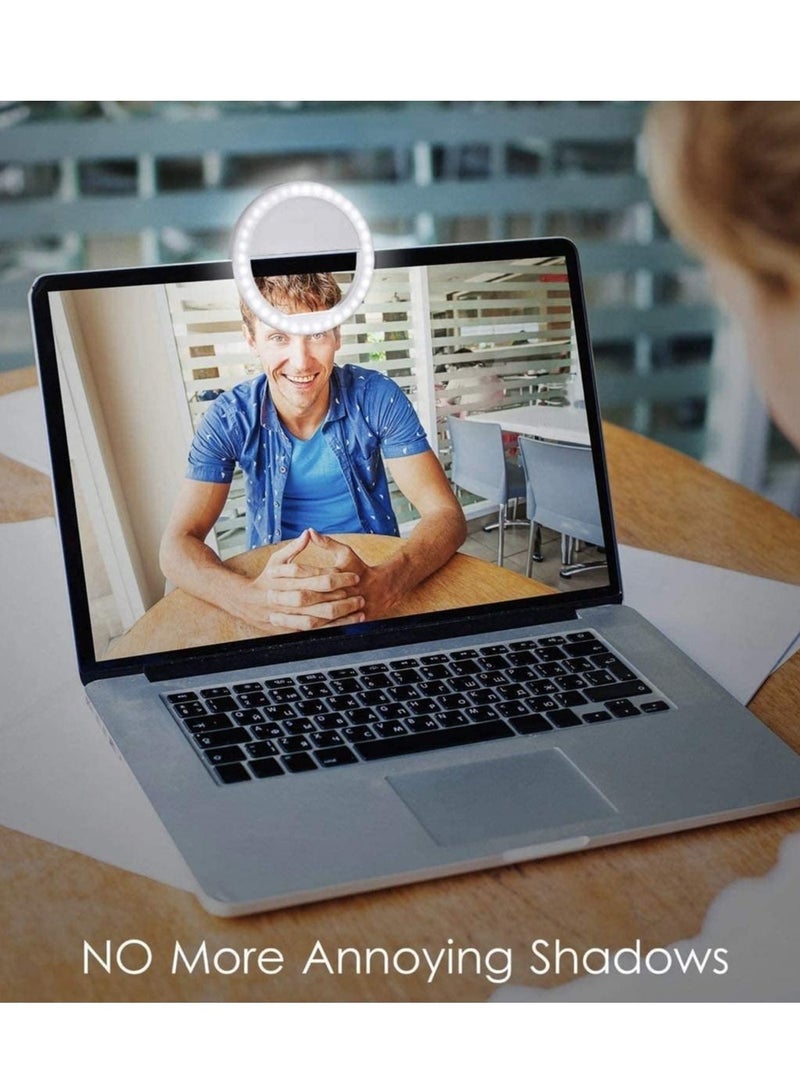 Mini Ring Light for Camera [Rechargable Battery] Selfie LED Camera Light [36 LED] for iPhone, iPad, Laptop, Make up, WHITE COLOR  - Image 1