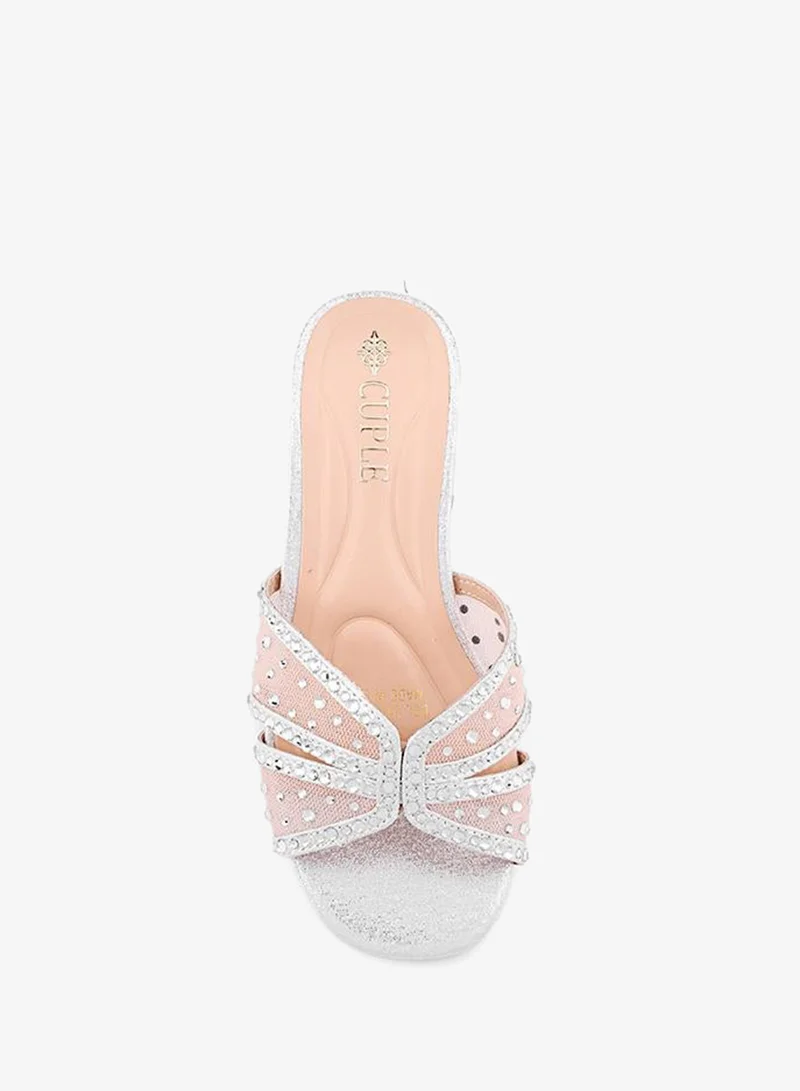 Cuple Silver Girls Block Heel Mule Heels for Women | Best Price UAE