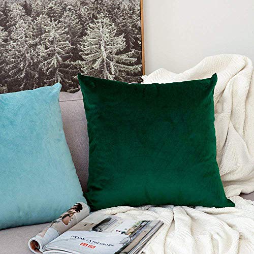 Khooti Velvet Cushion Cover, 8X8 Inches/20X20 Cm | Army Green | Pack of 3 | Solid Plain Soft & Smooth, Decorative Cushion Covers for Living Room, Bedroom, Couches, Chairs, Sofas, Beds & Home Decor - Image 3