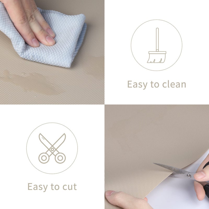 HooTown Kitchen Shelf Liner Drawer Liners, Non-Adhesive Refrigerator Liners Waterproof Fridge Mats with Strong Durable Kitchen Cabinets Mat for Drawers, Shelves, Pantry Khaki - Image 5