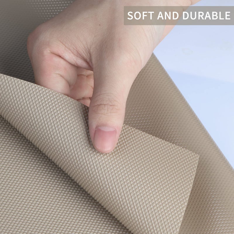 HooTown Kitchen Shelf Liner Drawer Liners, Non-Adhesive Refrigerator Liners Waterproof Fridge Mats with Strong Durable Kitchen Cabinets Mat for Drawers, Shelves, Pantry Khaki - Image 2