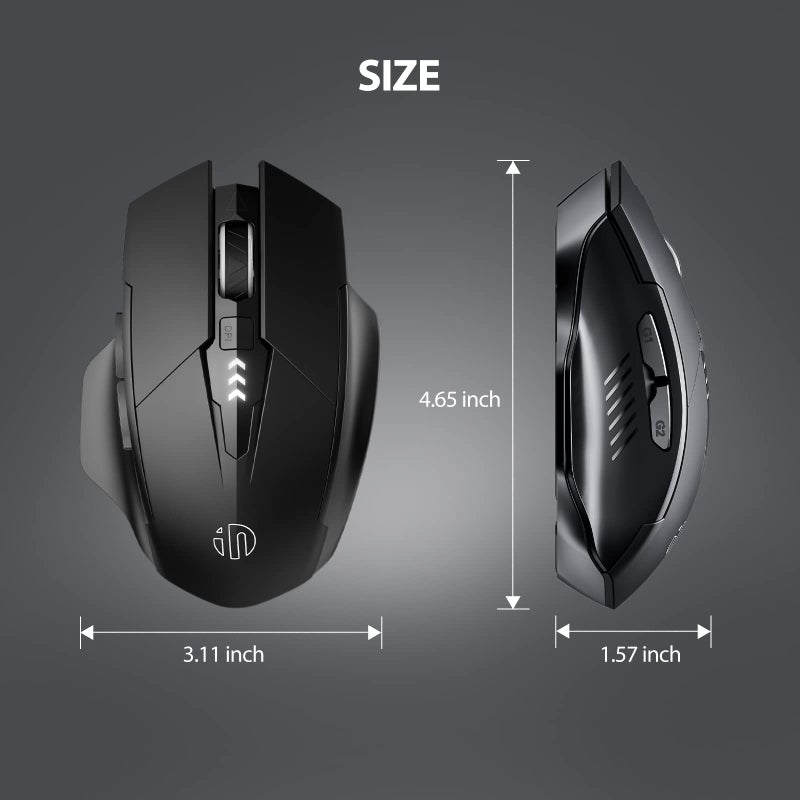 INPHIC Wireless Mouse for Laptop Rechargeable, Upgraded Visible Battery, 2400 DPI, Silent Ergonomic Computer Mice, Mac, PC etc. - Image 5