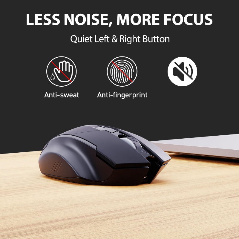 INPHIC Wireless Mouse for Laptop Rechargeable, Upgraded Visible Battery, 2400 DPI, Silent Ergonomic Computer Mice, Mac, PC etc. - Image 3