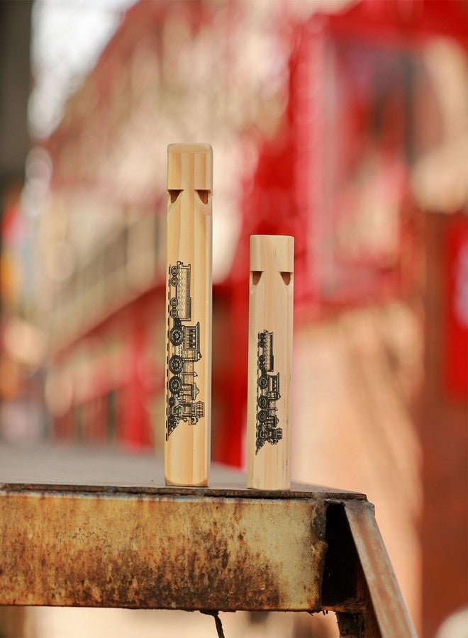 Fartime 2PCS-Wooden Train Whistle Musical Toy for Kids-4 Tones 7.4" Long and 2 Tones 5.5" Long - Image 4