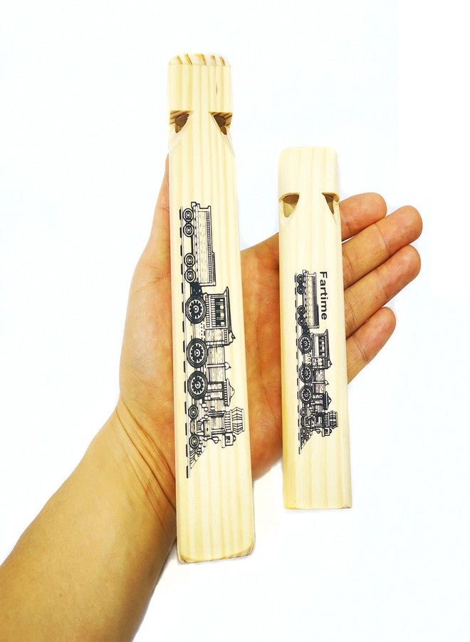Fartime 2PCS-Wooden Train Whistle Musical Toy for Kids-4 Tones 7.4" Long and 2 Tones 5.5" Long - Image 2