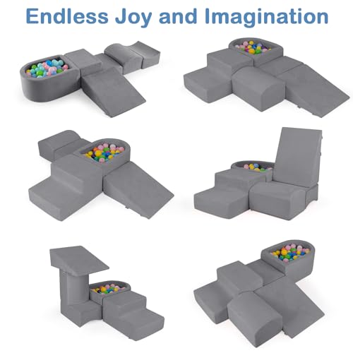 INFANS Climbing Toys for Toddlers Foam Climbing Blocks and Ball Pit for Baby 5pc Kids Climb and Crawl Block Activity Structure Play Set Indoor Foam Play Gym for Crawling and Sliding - Image 5