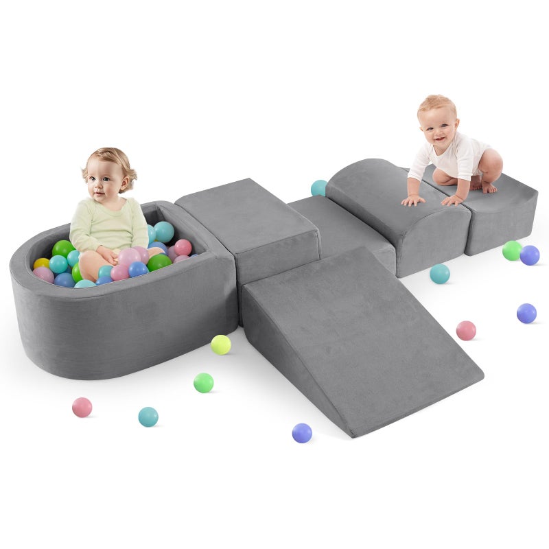 INFANS Climbing Toys for Toddlers Foam Climbing Blocks and Ball Pit for Baby 5pc Kids Climb and Crawl Block Activity Structure Play Set Indoor Foam Play Gym for Crawling and Sliding - Image 3