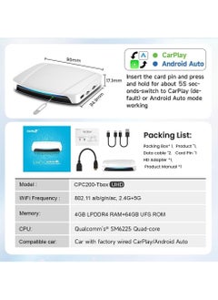 Carlinkit UHD Snapdragon 6225, New Android 13 AI Box with HDMI Output, Google Play Store/Wireless CarPlay/Android Auto Support, 8GB RAM + 128GB ROM,Support SIM Card and TF Expansion  - Image 2