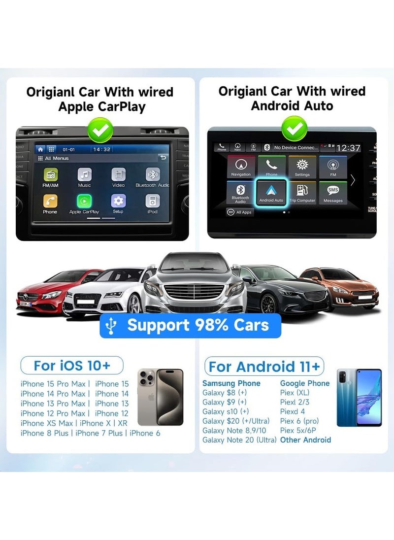 UHD Snapdragon 6225, New Android 13 AI Box with HDMI Output, Google Play Store/Wireless CarPlay/Android Auto Support, 8GB RAM + 128GB ROM,Support SIM Card and TF Expansion
