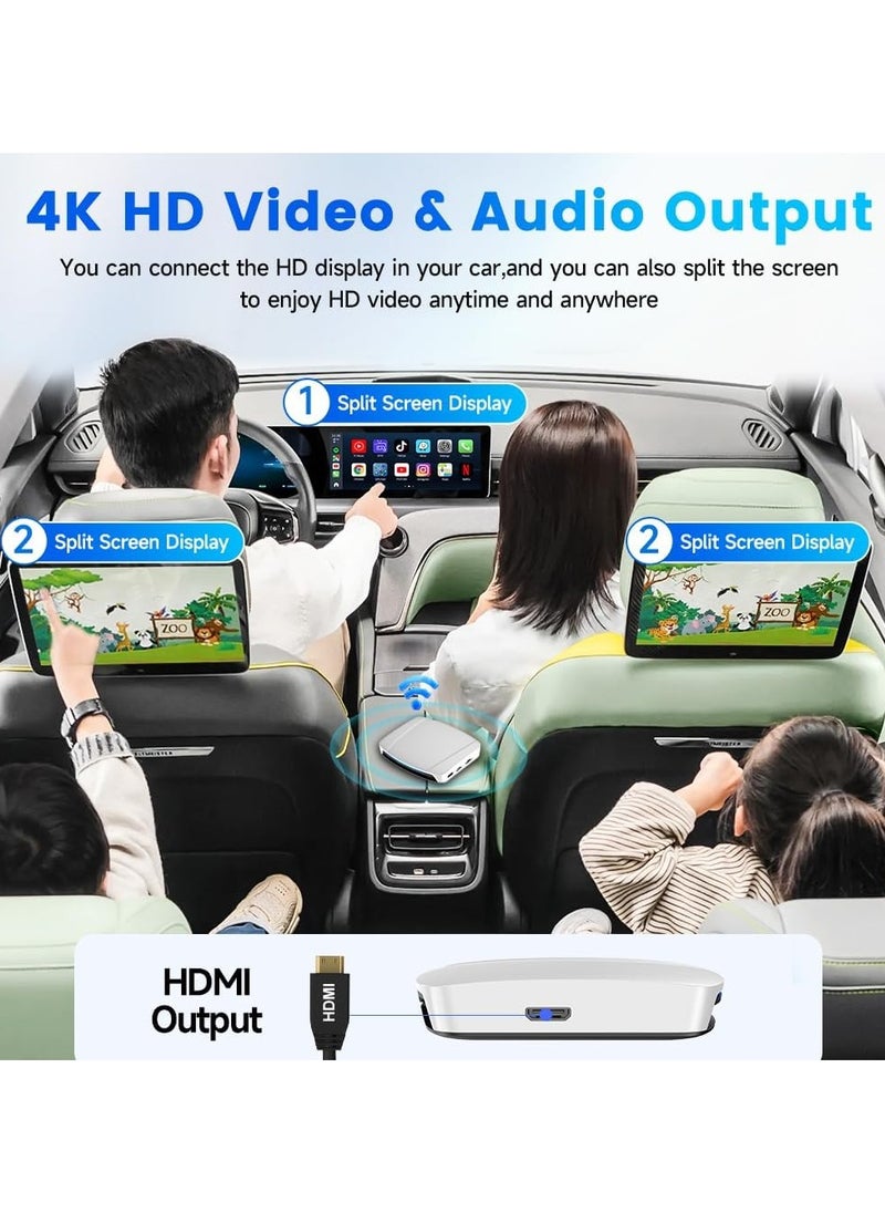 UHD Snapdragon 6225, New Android 13 AI Box with HDMI Output, Google Play Store/Wireless CarPlay/Android Auto Support, 8GB RAM + 128GB ROM,Support SIM Card and TF Expansion