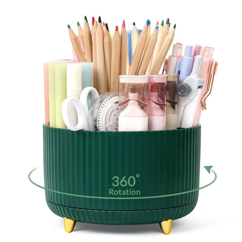 SKYDUE 360 Degree Rotating Desk Organizer, Dual-Purpose Pencil Pen Holder for Desk, Rotating Desk Pen Organizer with 5 Slots, Art Supplies, Pencil Cup for Office, School, Home - Image 1