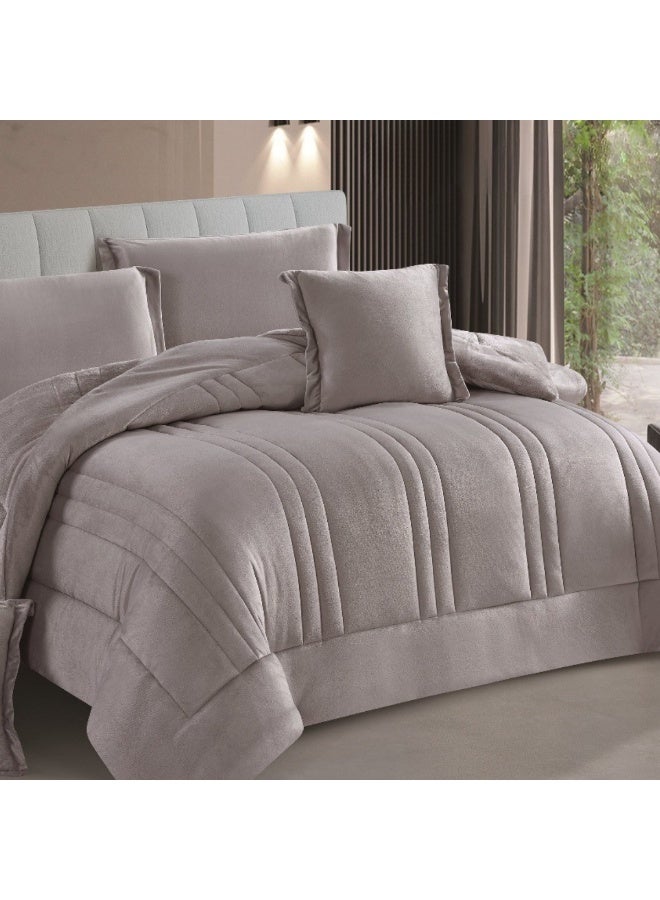 سمارت هوم مفرش شتوي نفرين نظام وجهين وجه مخمل وجه فرو - طقم مفارش 6 قطع ( 1 مفرش + 1 واقي مرتبة مطاط + 4 أغطية وسائد ديكورية ) - Image 2