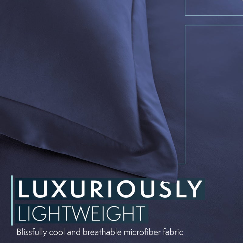 HC Collection Duvet Cover - Navy King Size Duvet Cover - 3 Piece Soft Breathable Microfiber Duvet Cover Set with Zipper Closure & 2 Pillow Shams - Image 3