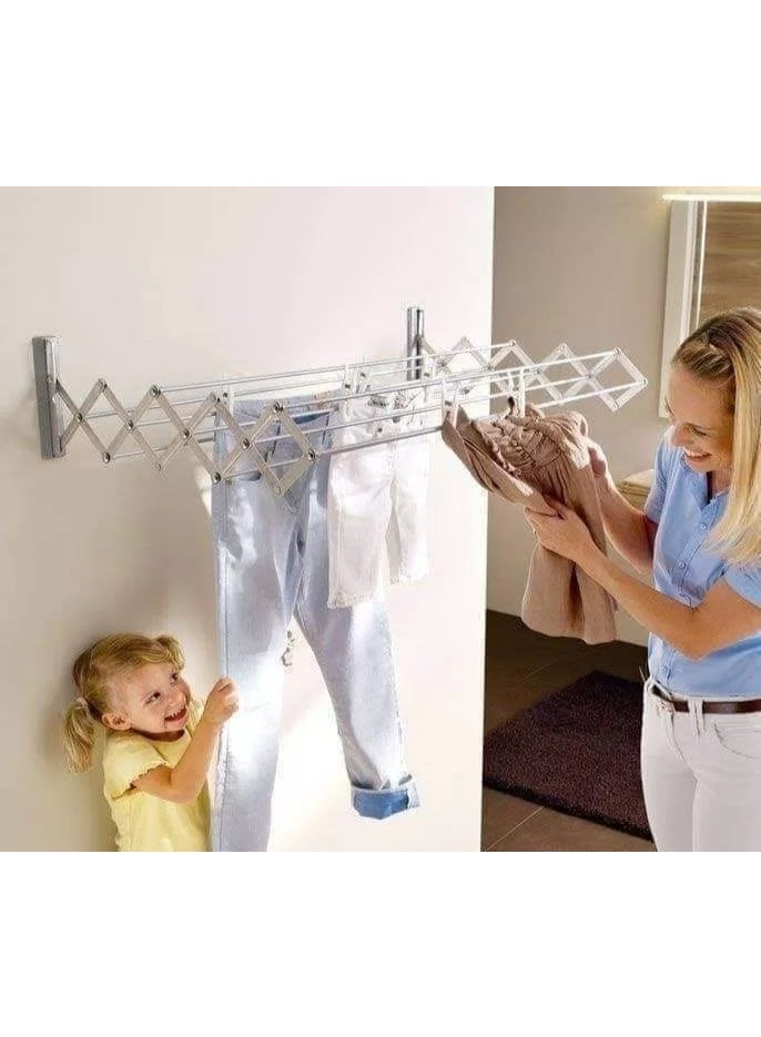 🧺منشر حائط بسوستة – ستانلس ستيل | عملي، متين، ويوفر المساحة - Image 1