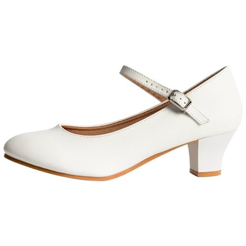 ARCLIBER Character Shoes for Women 1.55" Dance Heels for Ballroom Salsa Tango 9.5 White - Image 5