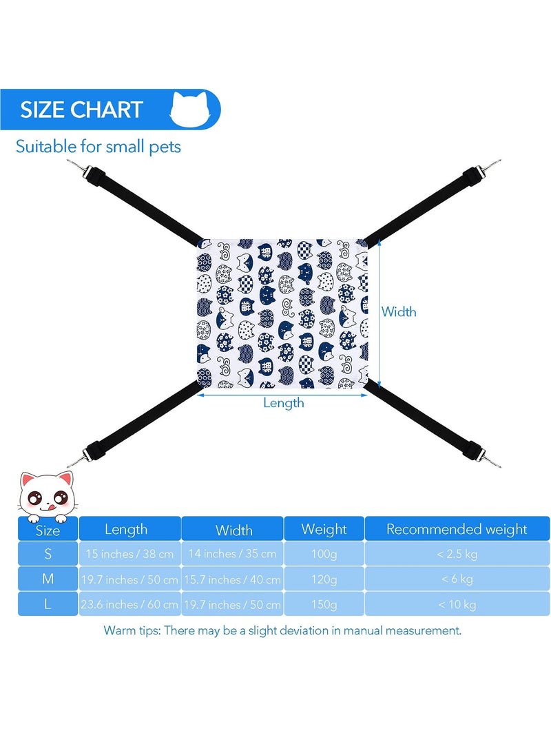 Generic - Reversible Cat Hanging Hammock, 3 Pack Soft Breathable Pet Cage Hammock with Adjustable Straps and Metal Hooks, Double-Sided Hanging Bed for Cats Small Dogs Rabbits (23.6 x 20 Inches) - Image 1