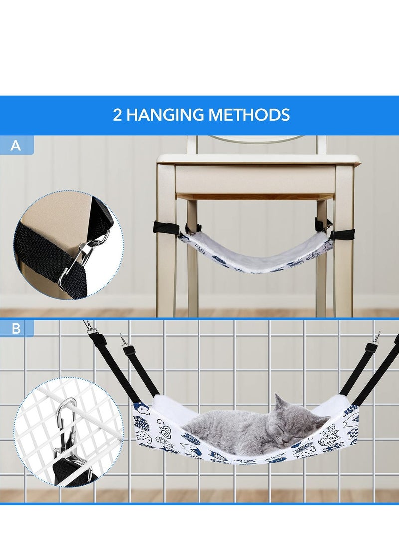 Generic - Reversible Cat Hanging Hammock, 3 Pack Soft Breathable Pet Cage Hammock with Adjustable Straps and Metal Hooks, Double-Sided Hanging Bed for Cats Small Dogs Rabbits (23.6 x 20 Inches) - Image 1