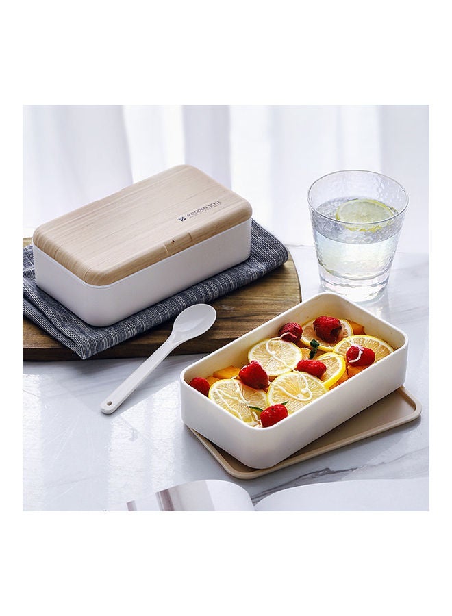 NIBEMINENT 2 Layers Microwave Heating Food Containers With Elastic Band Black/Beige 18.5x10.5x10.0cm - Image 5