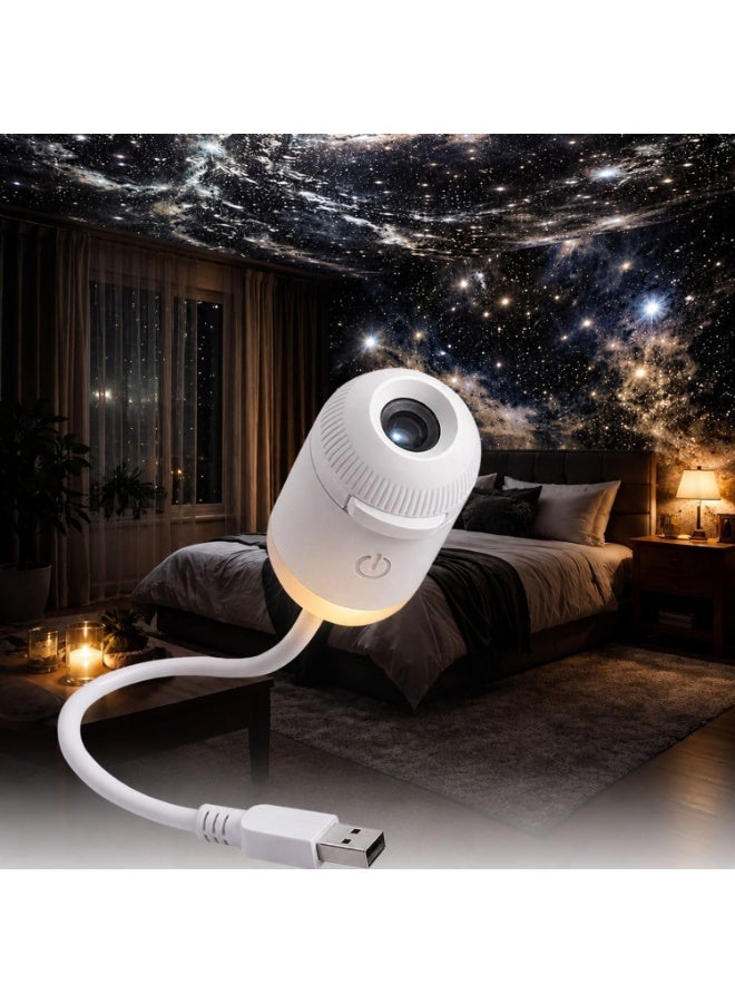ELTRAZONE 2-in-1 Galaxy Projector Night Light, USB Starry Sky Projector with 1 Projection Slide, Rotating LED Star Projector Lamp, Ambient Mood Lighting, Space Galaxy Effect, Portable Bedroom Night Light for Kids Room, Home, Party, Relaxation & Decoration - Image 1