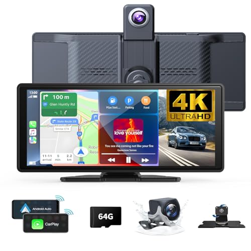 antika Wireless Carplay Screen for Car 1026 4K 360 Rotation Dash Cam CarplayAndroid Auto Car Stereo 1080p Backup Camera GPS NavigationMirror LinkVoice ControlSiriFM Satellite Radio Receiver - Image 1