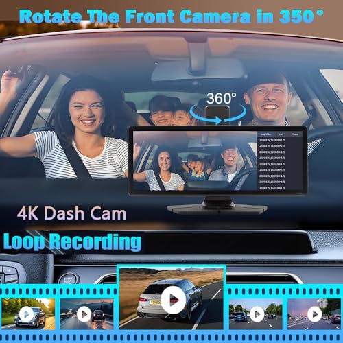 antika Wireless Carplay Screen for Car 1026 4K 360 Rotation Dash Cam CarplayAndroid Auto Car Stereo 1080p Backup Camera GPS NavigationMirror LinkVoice ControlSiriFM Satellite Radio Receiver - Image 3