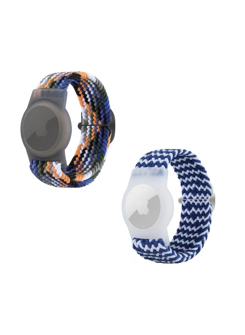 Anmi Anmi 2 Pcs Airtag Kids Wristbands, Kids Bracelet Compatible with Apple AirTag, Nylon Strap Cassette Holder Accessories for Toddlers Adults, Adjustable Anti-Lost